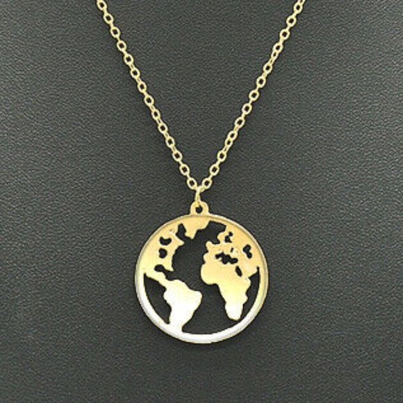 NWOT Gold Globe Map Necklace - Picture 12 of 16